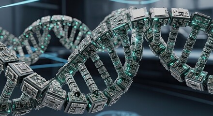 Futuristic DNA Double Helix Structure Representing Genetic Engineering and Biotechnology.