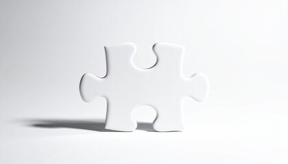 White jigsaw piece standing, casting light shadow