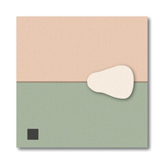 Abstract Minimalist Color Block Background with Dusty Pink, Sage Green, and Organic White Shape