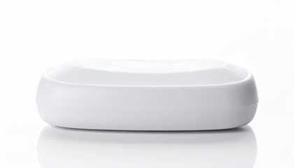 Simple, oblong white soap bar with curved edges, clean