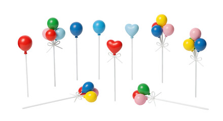A vibrant collection of colorful balloons on sticks, perfect for festive decorations and celebrations.