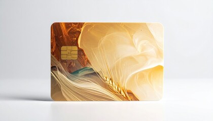 Abstract golden pattern on card with electronic chip