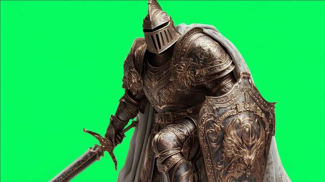 Medieval Knight Statue with Sword