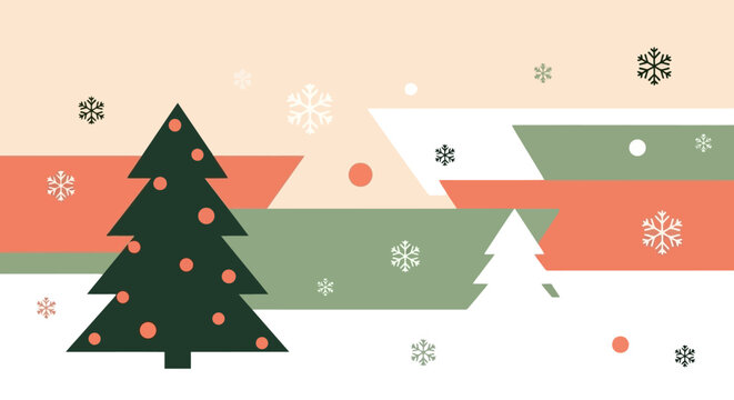 Festive Christmas Tree Design with Geometric Accents for Holiday Greetings