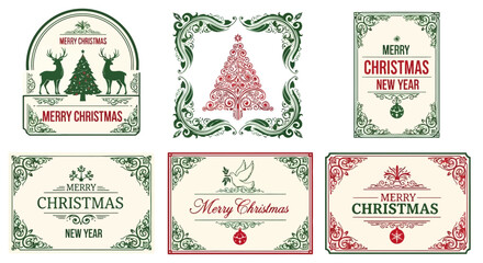 Elegant Christmas Frames and Ornaments Vectors for Holiday Designs