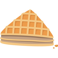 Triangular Waffle Stack with Crispy Grid Pattern and Golden Brown Texture Isolated on White Background Ready for Breakfast or Dessert