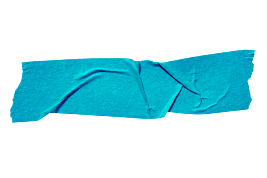 Ripped torn paper adhesive blue masking tape on transparent background