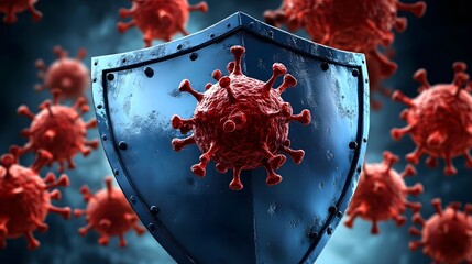 Virus protection shield symbolizing the defense against infection in a digital design
