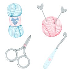 Pastel Knitting and Crochet Crafting Supplies Set.
