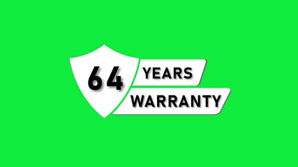 Sixty Four Years Warranty Shield Icon on Green Background guarantee
