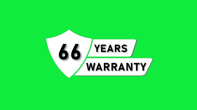 Sixty Six Years Warranty Shield Icon on Green Background guarantee