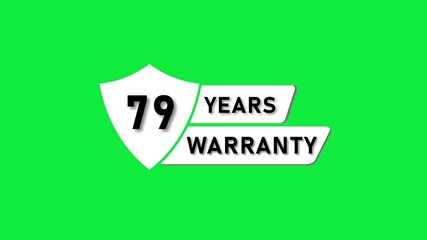 Seventy Nine Years Warranty Shield Icon on Green Background image photo
