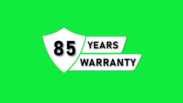 85 Years Warranty Shield Icon with Green Background eighty five guarantee