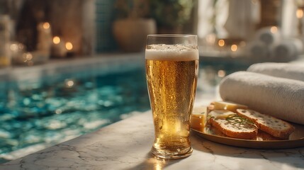 Chilled Glass of Beer by the Poolside / プールサイドで楽しむ冷えたビール