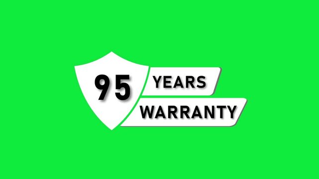 White shield with number 95 and text 95 Years Warranty on bright green background ninety five guarantee
