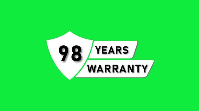 98 Years Warranty Shield Emblem on Green Background guarantee protection