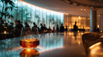 Modern Bar with Bright Ambient Lighting / 明るい照明のモダンなバー