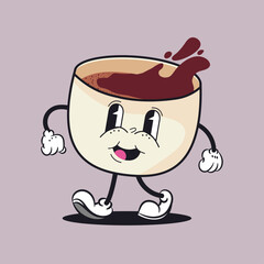 Cute Coffee Cup Character – Cartoon Vector Illustration