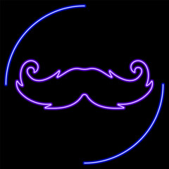 mustache neon sign, modern glowing banner design, colorful modern design trends on black background. Vector illustration.