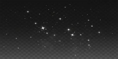 Bright light stars loop through the dark night sky like a falling snow animation in the galaxy