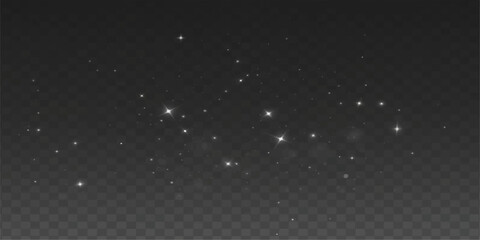 A falling snow background with glowing stars and dark sky forms a winter night pattern with blue light