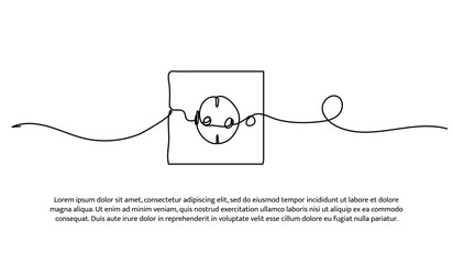 One line of electric plugs. Abstract minimal continuous line isolated on white background.