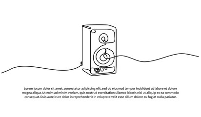 One line of active speakers. Abstract minimal continuous line isolated on white background.