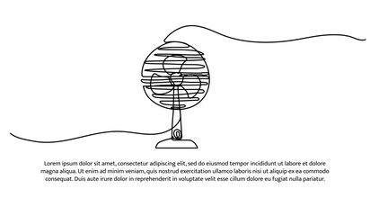 One line of fan. Abstract minimal continuous line isolated on white background.