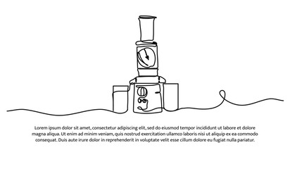 One line of juicer. Abstract minimal continuous line isolated on white background.