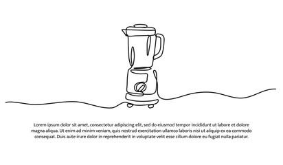 One line of blender. Abstract minimal continuous line isolated on white background.