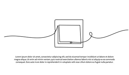 One line of light switch. Abstract minimal continuous line isolated on white background.