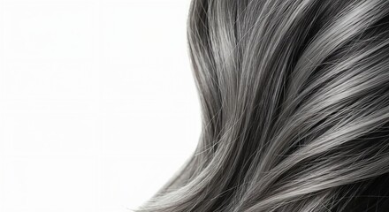 Naklejka premium close up of woman's hair with full gray hair isolated on white background