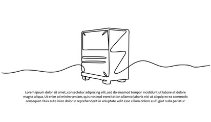 One line of CPU. Abstract minimal continuous line isolated on white background.