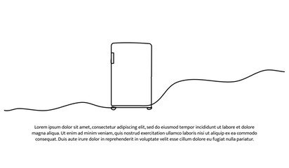 One line of mini refrigerator. Abstract minimal continuous line isolated on white background.