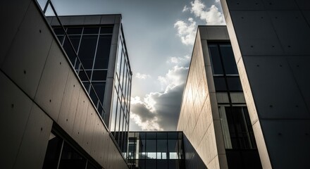 Fototapeta premium Modern architectural marvel - A striking composition of concrete and glass.