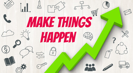 Ascending arrow with icons - Make things happen