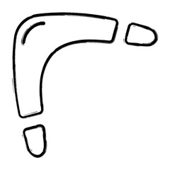 boomerang icon, brush strokes, vector illustration on white background.