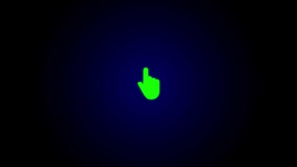 Mouse pointer hand clicks icon animation. Finger touch gesture animation. Hand icon touching animation on black background.