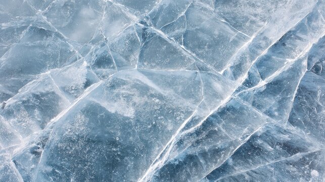 Abstract macro view of a cracked ice surface texture with natural patterns
