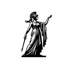 Fototapeta premium simple stencil vector statue of athena goddess