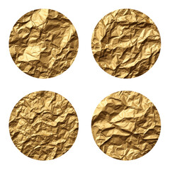 Obraz premium Four circles of gold, crumpled paper textures