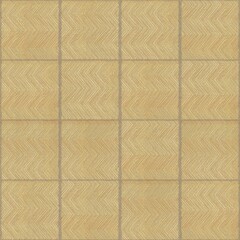 Beige tiled surface with herringbone pattern and grid lines
