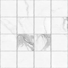 Obraz premium White marble tile wall with subtle gray veining and grid pattern