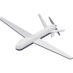 White Reconnaissance Drone Aircraft with Propeller and Wings Isolated on Transparent Background