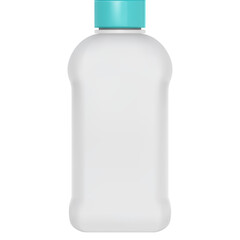 White Plastic Bottle With Cyan Cap Realistic Product Photography For Cleaning Supplies Or Cosmetics Transparent Background Studio Shot Isolated