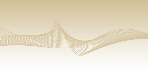 Luxury abstract gold wavy line pattern (guilloche curves) with copy space. Elegant golden color smooth gradient on white background.