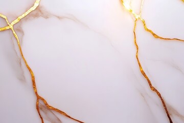 Elegant white marble background adorned with intricate gold veins for luxurious logo mockups and design concepts
