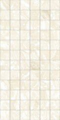Beige marble-patterned tile wall with grid layout