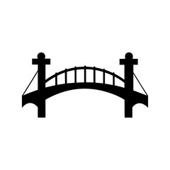 Simple bridge side view silhouette vector clean architectural structure design illustration