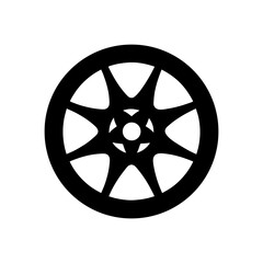 Minimal car rim silhouette vector clean automotive alloy wheel round shape vector illustration